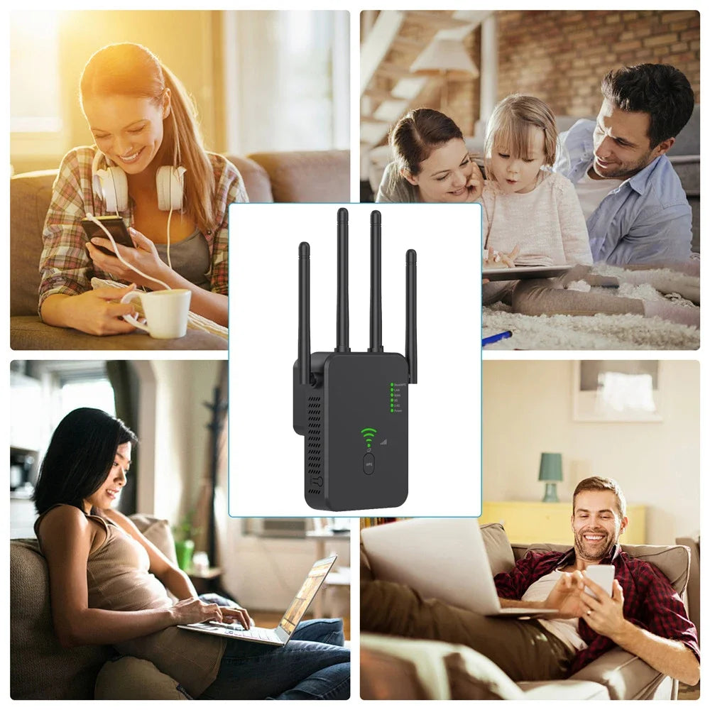 Dual-Band WiFi Repeater - 1200Mbps, Boosts 2.4G & 5G WiFi Signal, 802.11ac Gigabit Amplifier with WPS