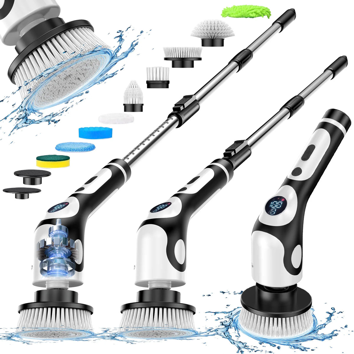 HOMEFISH Multifunctional Electric Cleaning Brush Voice Rechargeable Smart Rotary Cleaning Brush Kitchen Cleaning Brush