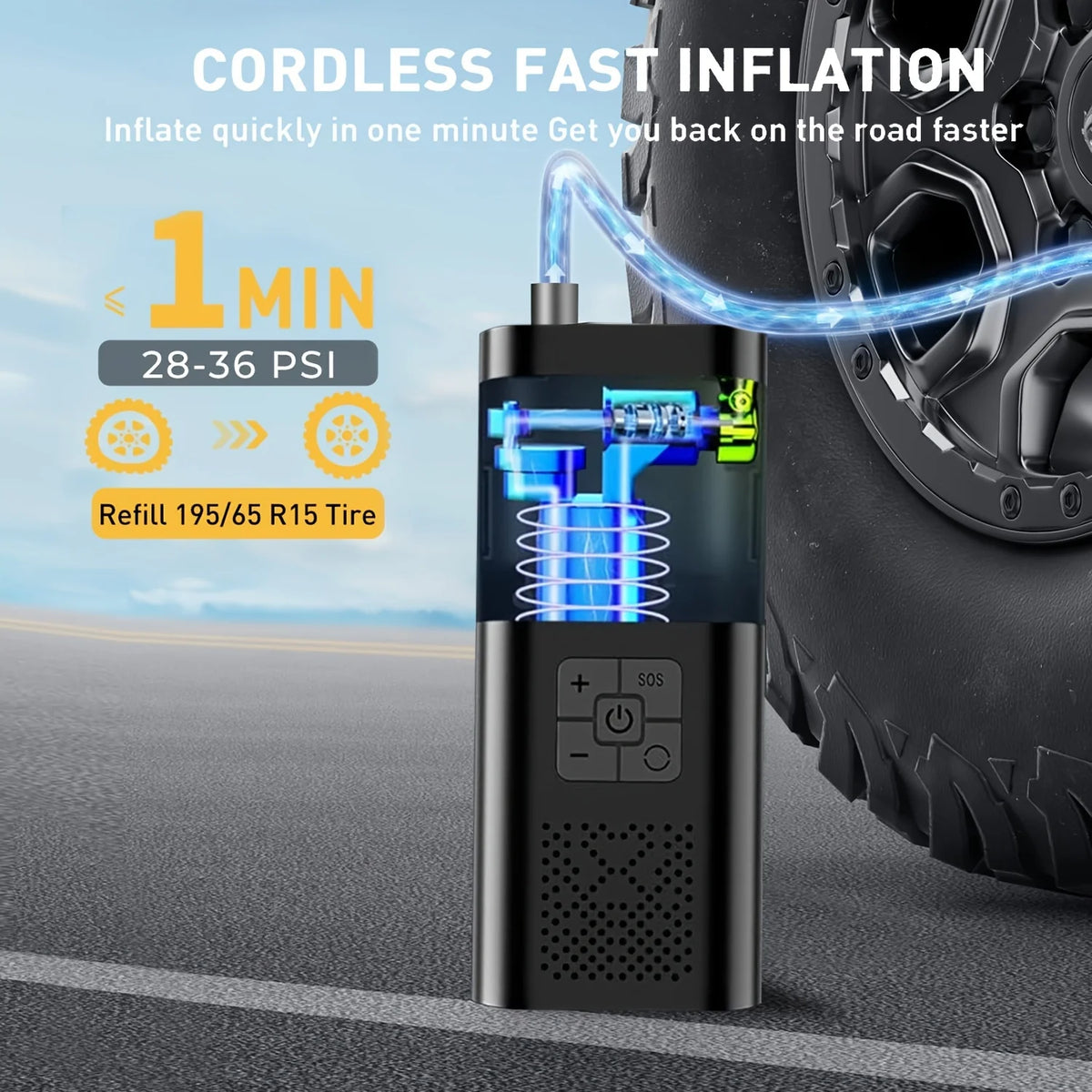 compresseur d'air portable rechargeable 150 PSI- gonflage rapide
